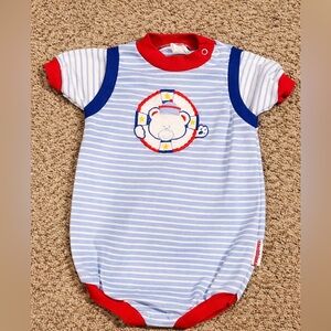Vintage Healthtex Striped Baby Romper Bear Design Size 18M